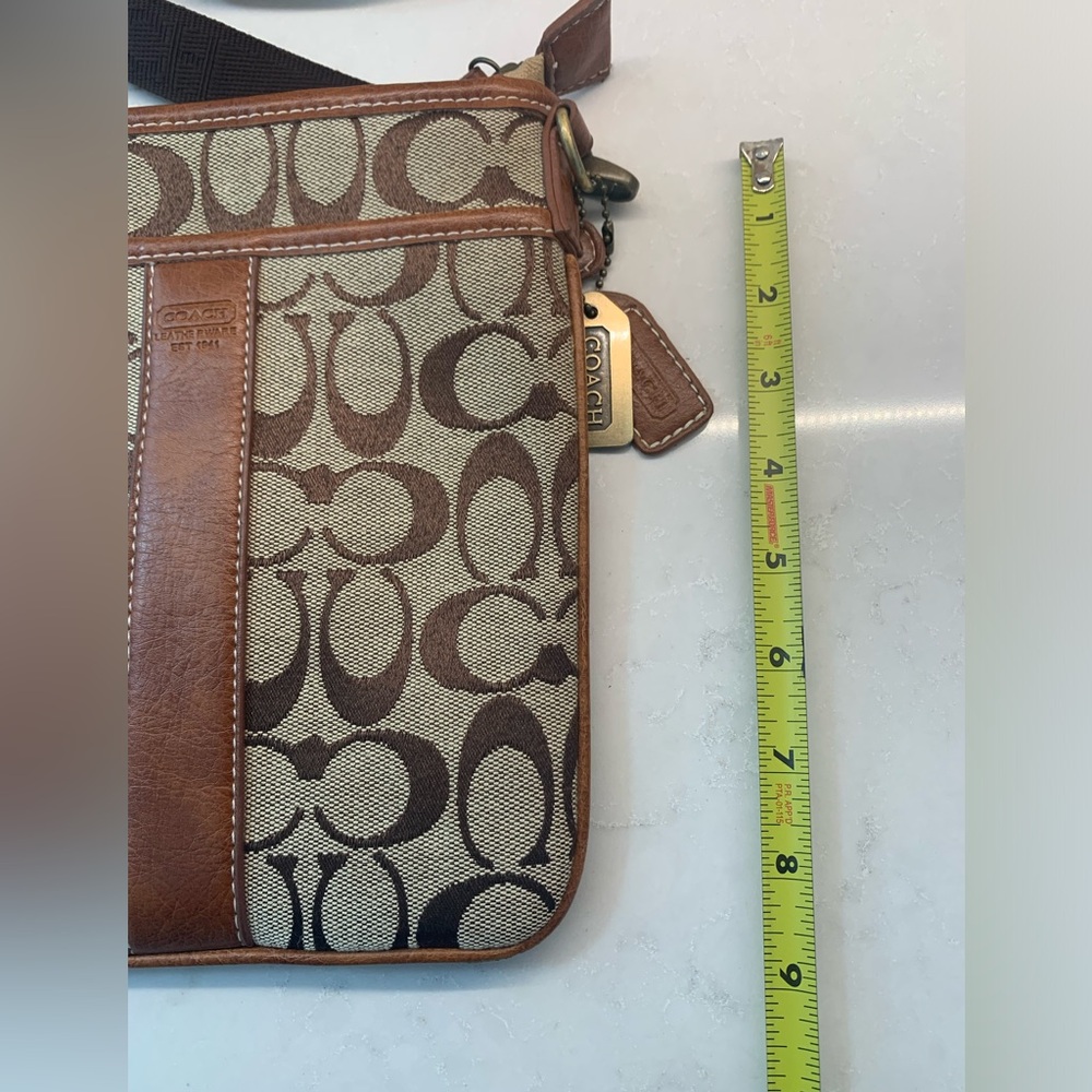 Coach Brown Logo Swingback Crossbody Bag Jacquard Leather - Picture 9 of 10